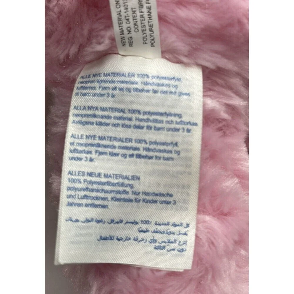 Build A Bear Pink Cuddles Teddy Heart Nose Swirly Fur Plush 16